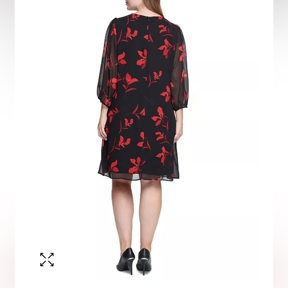 CALVIN KLEIN Womens Floral-Print A-line Dress Size 14 workwear Career Party - Picture 2 of 9